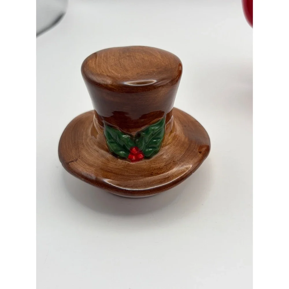 Vintage 3 Piece Ceramic Stacking Snowman Teapot Mug Set Christmas Holiday Decor